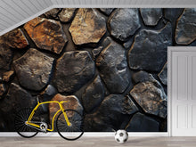 Load image into Gallery viewer, 3D Textured Stone Wallpaper – Realistic Dark Rock Wall Mural For Bedroom Or Loft – Stylish Industrial Decor Or Gift For Men, Designers