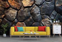 Load image into Gallery viewer, 3D Textured Stone Wallpaper – Realistic Dark Rock Wall Mural For Bedroom Or Loft – Stylish Industrial Decor Or Gift For Men, Designers