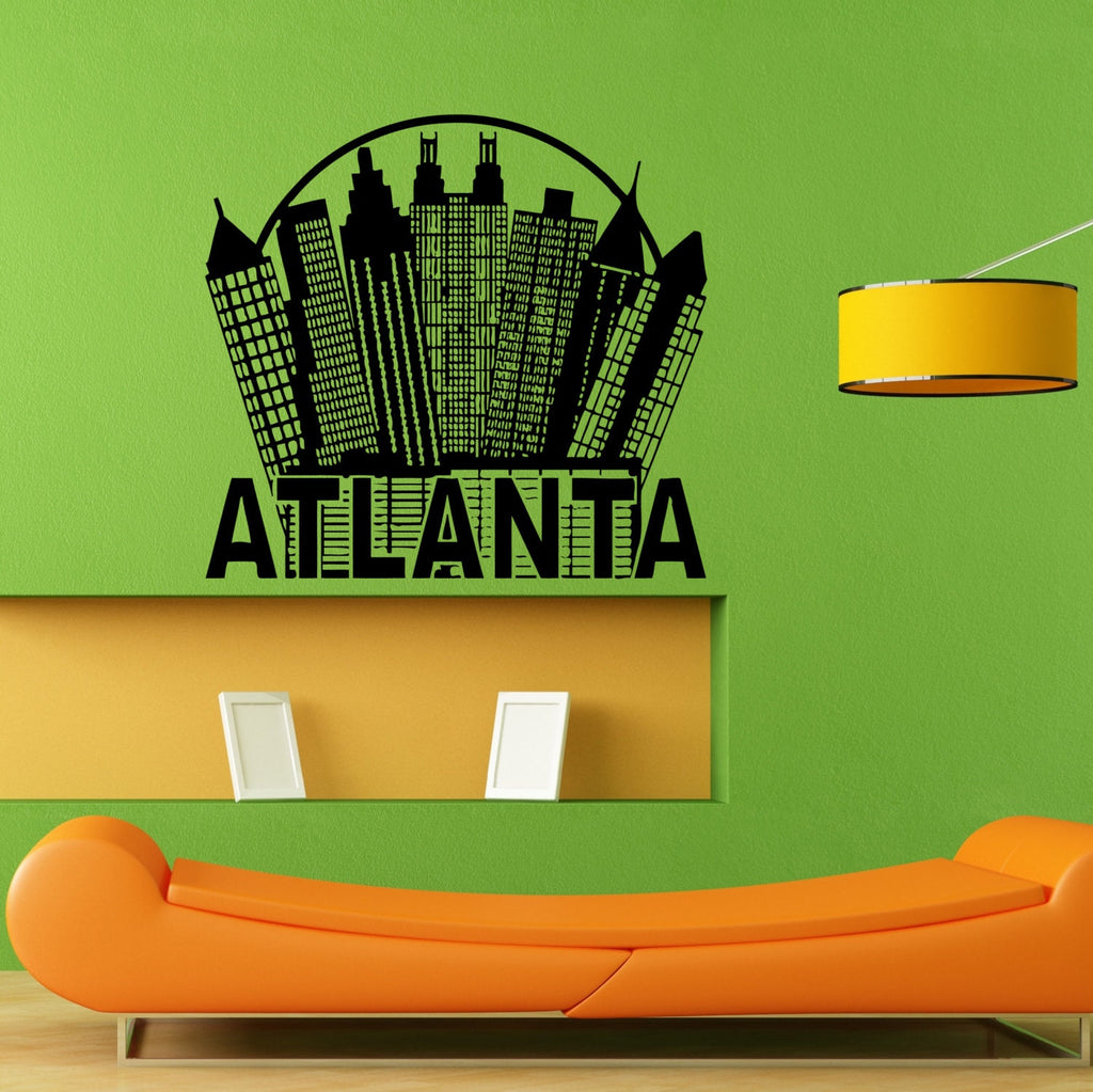 Atlanta Ga Georgia City View Skyline Wall Sticker Vinyl Mural Decal Home House Apartment Art Decor FREE SHIPPING L059
