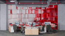 Load image into Gallery viewer, 3D Geometric Red And Clear Glass Block Wallpaper – Modern Office Wall Mural – Stylish 3D Texture Wall Decor – Abstract Contemporary