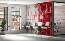 Load image into Gallery viewer, 3D Geometric Red And Clear Glass Block Wallpaper – Modern Office Wall Mural – Stylish 3D Texture Wall Decor – Abstract Contemporary