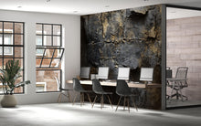 Load image into Gallery viewer, 3D Cracked Stone Texture Wallpaper – Dark Grunge Industrial Wall Mural – Modern Office Wall Decor – Bold Faux Concrete Wallpaper