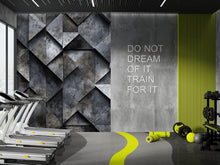 Load image into Gallery viewer, 3D Concrete Geometric Texture Wallpaper – Bold Industrial Wall Mural For Home Gym Or Garage – Modern Dark Wall Decor – Stylish Textured