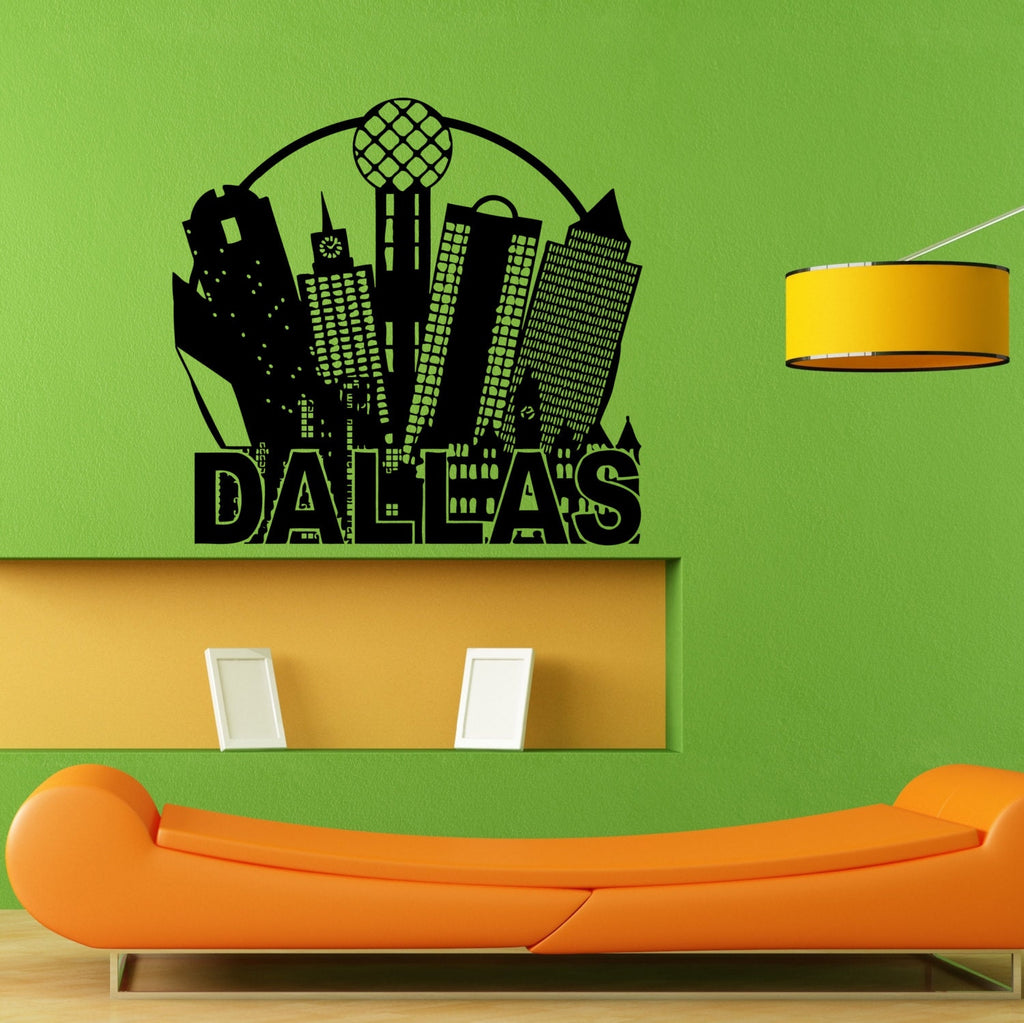 Dallas Tx Texas City Skyline Wall Sticker Vinyl Mural Decal Home House Apartment Art Decor FREE SHIPPING L057