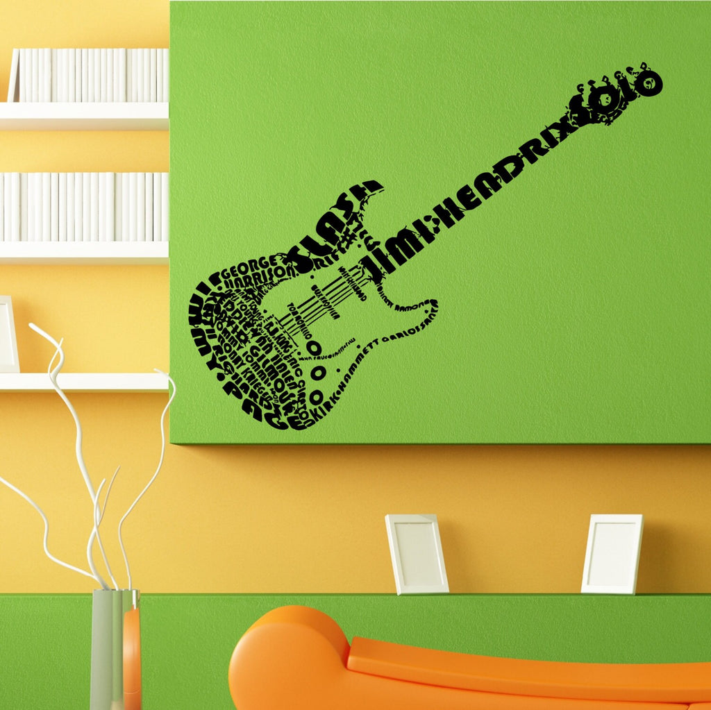 Famous Guitar Musical Instrument Wall Sticker Vinyl Mural Decal Home House Apartment Art Decor FREE SHIPPING L064