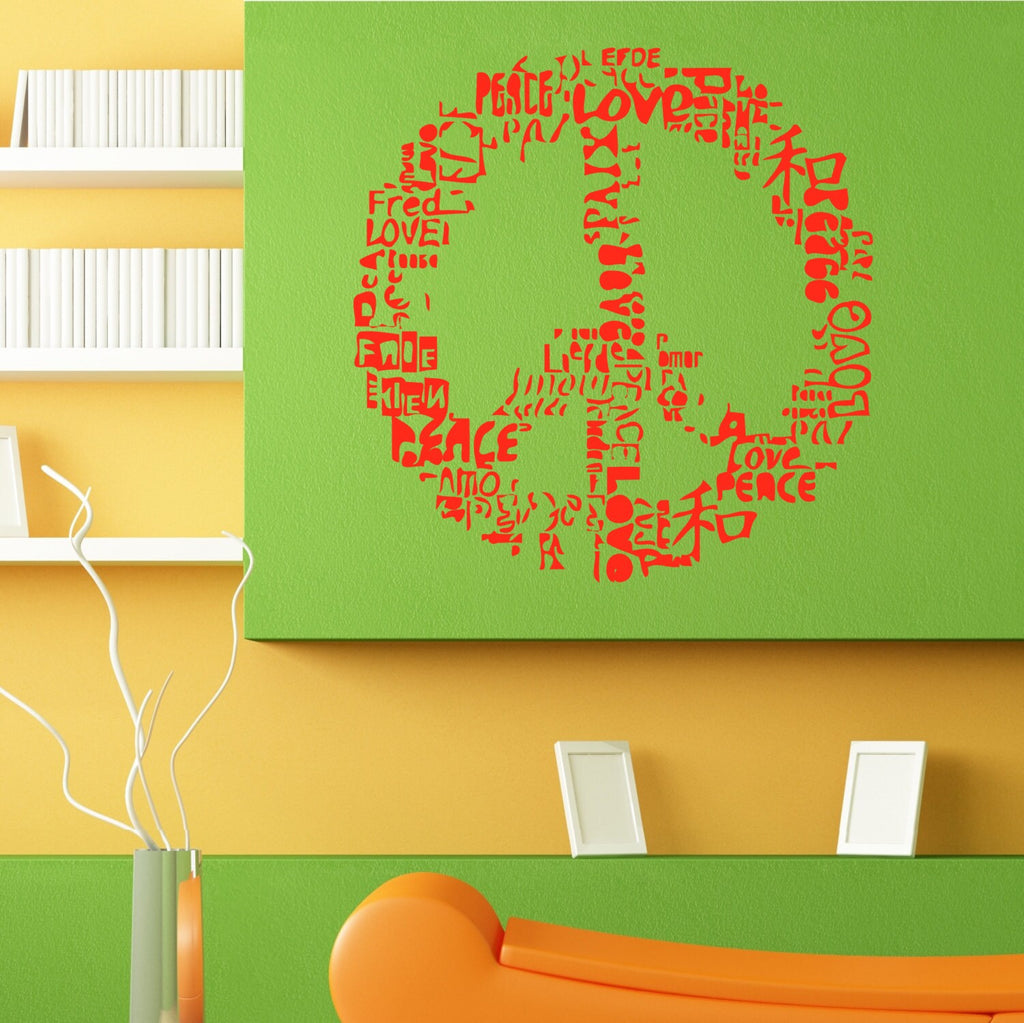 Cool Peace Love Sign Typography Wall Sticker Vinyl Mural Decal Home House Apartment Art Decor  FREE SHIPPING L065