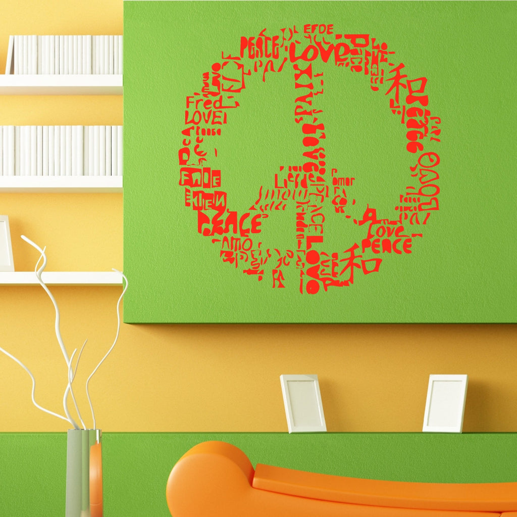 Cool Peace Love Sign Typography Wall Sticker Vinyl Mural Decal Home House Apartment Art Decor FREE SHIPPING L065