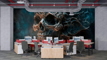 Load image into Gallery viewer, Surreal Skull Wall Mural | Gothic Abstract Art Wallpaper | Dark Fantasy Skull Tapestry | Edgy Bedroom Wall Decor Vn716