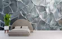 Load image into Gallery viewer, 3D Ice Wall Mural for Bedroom, Cool Modern Wall Art, Textured Frozen Ice Wallpaper, Abstract Blue Grey Wall Décor Vn726