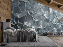 Load image into Gallery viewer, 3D Ice Wall Mural for Bedroom, Cool Modern Wall Art, Textured Frozen Ice Wallpaper, Abstract Blue Grey Wall Décor Vn726