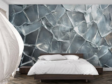 Load image into Gallery viewer, 3D Ice Wall Mural for Bedroom, Cool Modern Wall Art, Textured Frozen Ice Wallpaper, Abstract Blue Grey Wall Décor Vn726