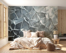 Load image into Gallery viewer, 3D Ice Wall Mural for Bedroom, Cool Modern Wall Art, Textured Frozen Ice Wallpaper, Abstract Blue Grey Wall Décor Vn726