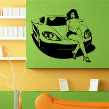 Load image into Gallery viewer, Nice Car and Beautiful Woman Wall Sticker Vinyl Mural Decal Home House Apartment Art Decor FREE SHIPPING L084