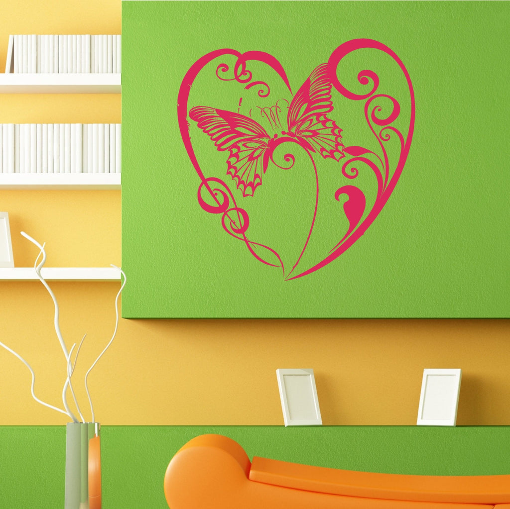 Floral Flower Heart Butterfly Wall Sticker Vinyl Mural Decal Home House Apartment Art Decor FREE SHIPPING L087