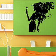 Load image into Gallery viewer, Woman Girl With Butterfly Floral Hair Wall Sticker Vinyl Mural Decal Home House Apartment Art Decor FREE SHIPPING L090