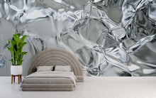 Load image into Gallery viewer, 3D Metallic Ice Texture Wallpaper Mural For Bedroom Or Living Room | Stylish Modern Wall Decor | Abstract Shiny Glass Wall Art