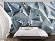 Load image into Gallery viewer, Silver Faceted 3D Wallpaper Mural | Modern Geometric Wall Decor With Metallic Crystal Texture | Abstract Luxury Bedroom Accent | Stylish