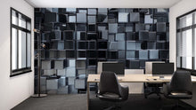 Load image into Gallery viewer, 3D Glossy Black Cube Wallpaper Mural | Modern Textured Wall Art For Office Or Home | Stylish Geometric Design | Peel And Stick Or Non-Woven
