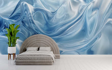 Load image into Gallery viewer, Blue 3D Swirl Texture Wallpaper Mural | Abstract Wave Wall Art For Bedroom Or Office | Modern Glossy Design | Peel And Stick Or Non-Woven
