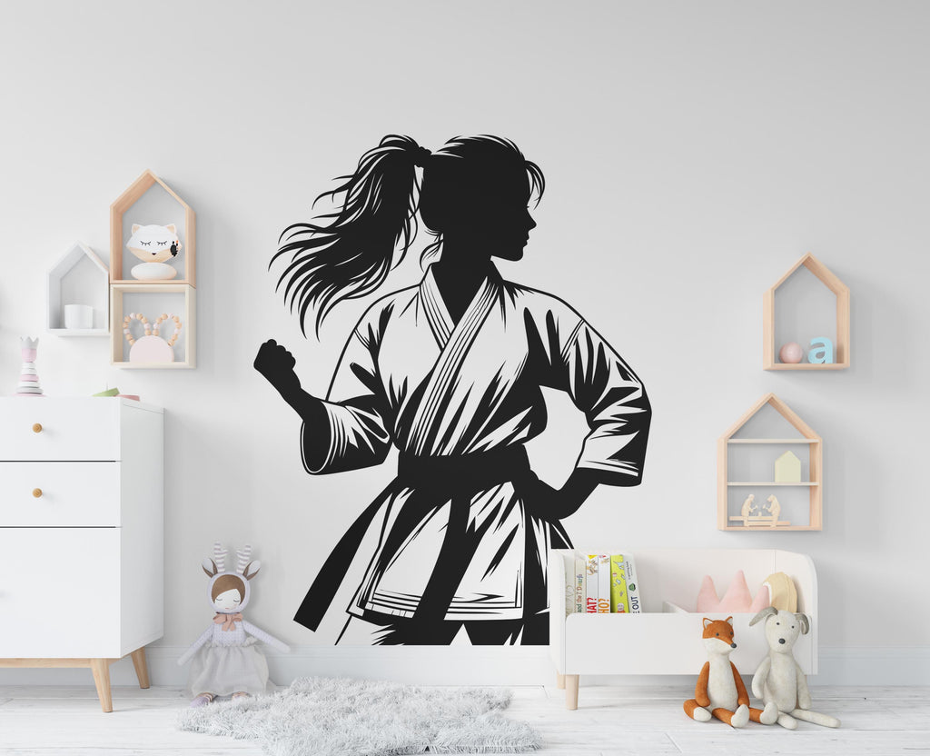 Karate Girl Wall Decal Girl Karate wall Decor Sport Art Vinyl Karate Wall Stickers Bedroom Gym Workout Girl Motivation wall art 772RS