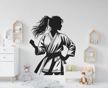 Load image into Gallery viewer, Karate Girl Wall Decal Girl Karate wall Decor Sport Art Vinyl Karate Wall Stickers Bedroom Gym Workout Girl Motivation wall art 772RS