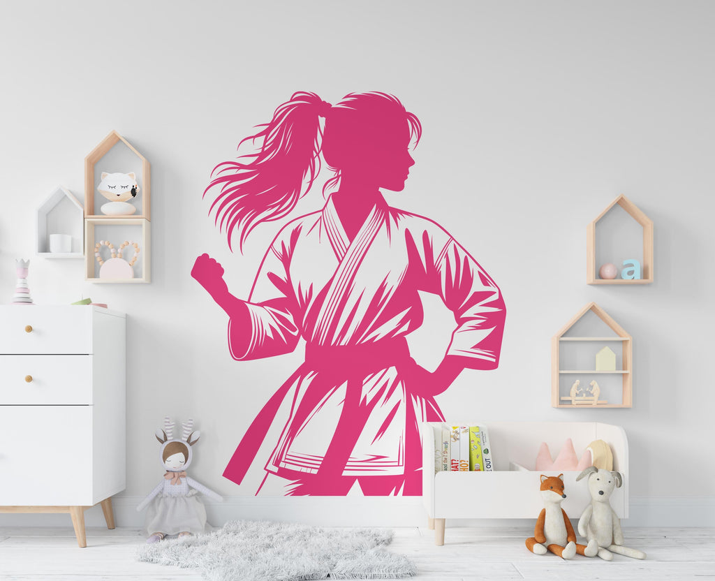 Karate Girl Wall Decal Girl Karate wall Decor Sport Art Vinyl Karate Wall Stickers Bedroom Gym Workout Girl Motivation wall art 772RS
