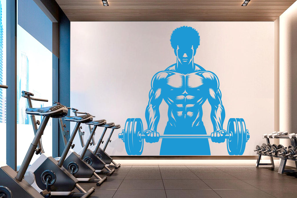 Afro American Men Gym Wall Decal Fitness Wall Art Decor Crossfit Wall Decal Gifts Home Gym Wall Sticker Motivational Wall Decal 773RS