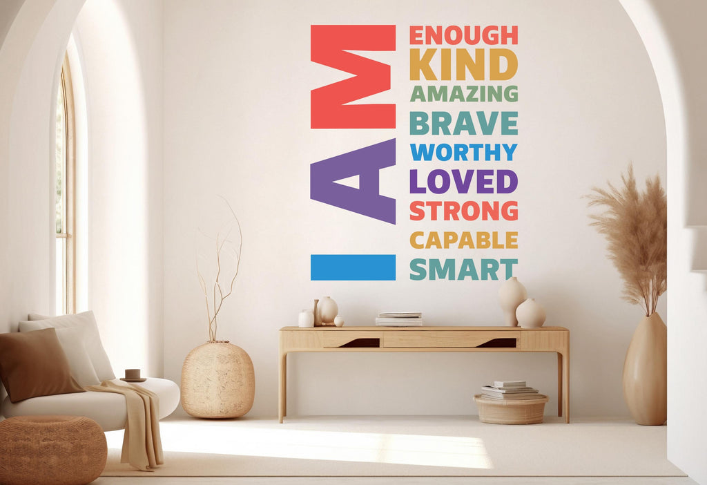 I am Kind, Amazing Brave Loved wall decal Motivational Inspirational Wall Decal Sticker Office Wall Decal Women eyelashes Beauty 803RS