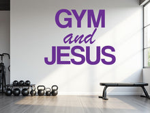 Load image into Gallery viewer, Gym and Jesus wall decal, Religious Wall Sign, Christian Wall Words, Gym wall decal Fitness Wall Art, Church Wall Decor, Religious Art 784RS