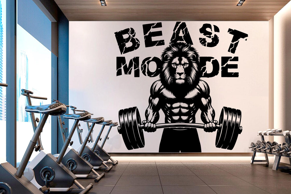 Lion Beast Mode Gym Wall Decor Lion Fitness Wall Art Gym Wall Decals Lion Wall Decal Crossfit Gifts Home Gym Wall Sticker Gym 788RS