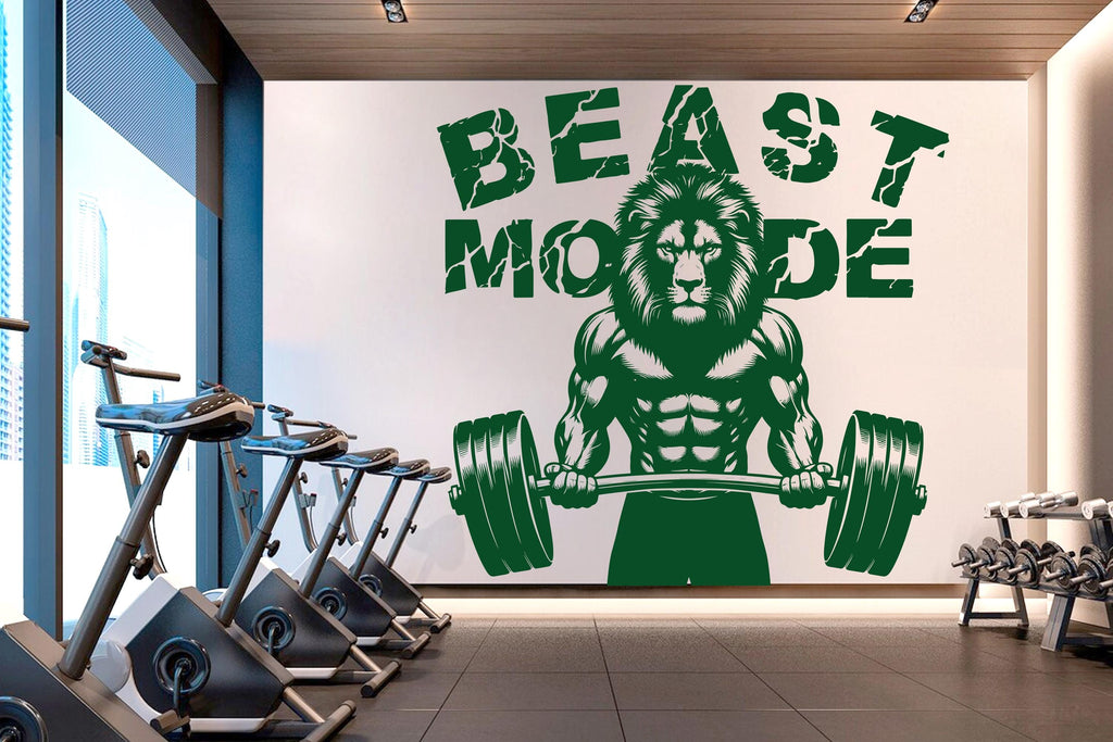 Lion Beast Mode Gym Wall Decor Lion Fitness Wall Art Gym Wall Decals Lion Wall Decal Crossfit Gifts Home Gym Wall Sticker Gym 788RS
