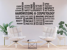 Load image into Gallery viewer, Hairdressing Cosmetology Salon Word Cloud Wall Decal – Stylish Beauty &amp; Hairdressing Decor for Salons, Barbershops, and Home Studios 789RS