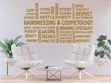 Load image into Gallery viewer, Hairdressing Cosmetology Salon Word Cloud Wall Decal – Stylish Beauty &amp; Hairdressing Decor for Salons, Barbershops, and Home Studios 789RS
