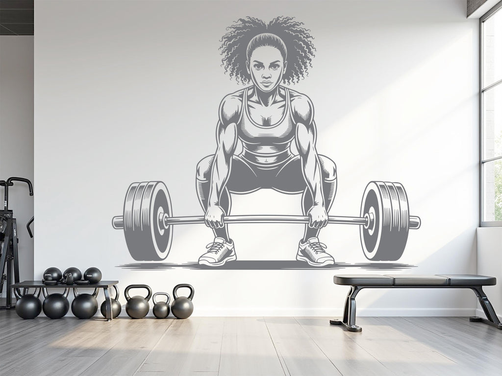 Gym Afro American Girl Squat Wall Decal Girl Power fitness Quote Decor Workout Art Vinyl Gym Wall Stickers Bedroom Home Gym Workout 795RS