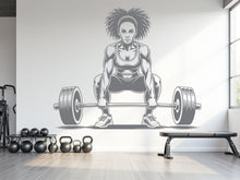 Load image into Gallery viewer, Gym Afro American Girl Squat Wall Decal Girl Power fitness Quote Decor Workout Art Vinyl Gym Wall Stickers Bedroom Home Gym Workout 795RS