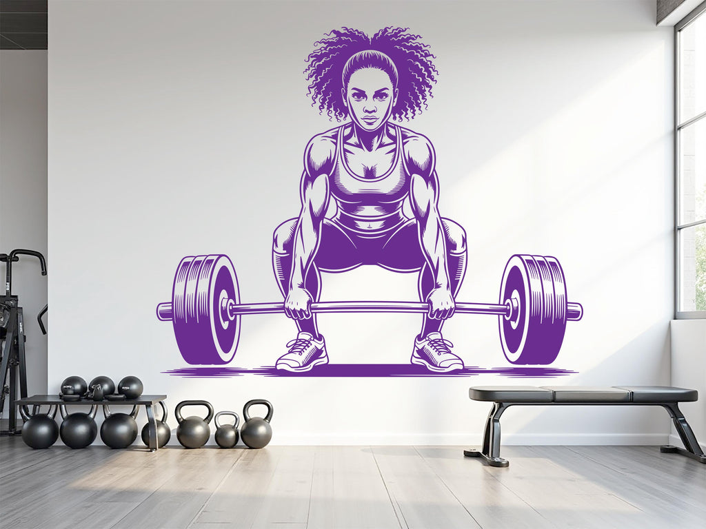 Gym Afro American Girl Squat Wall Decal Girl Power fitness Quote Decor Workout Art Vinyl Gym Wall Stickers Bedroom Home Gym Workout 795RS