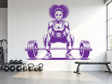 Load image into Gallery viewer, Gym Afro American Girl Squat Wall Decal Girl Power fitness Quote Decor Workout Art Vinyl Gym Wall Stickers Bedroom Home Gym Workout 795RS