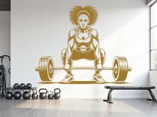 Load image into Gallery viewer, Gym Afro American Girl Squat Wall Decal Girl Power fitness Quote Decor Workout Art Vinyl Gym Wall Stickers Bedroom Home Gym Workout 795RS