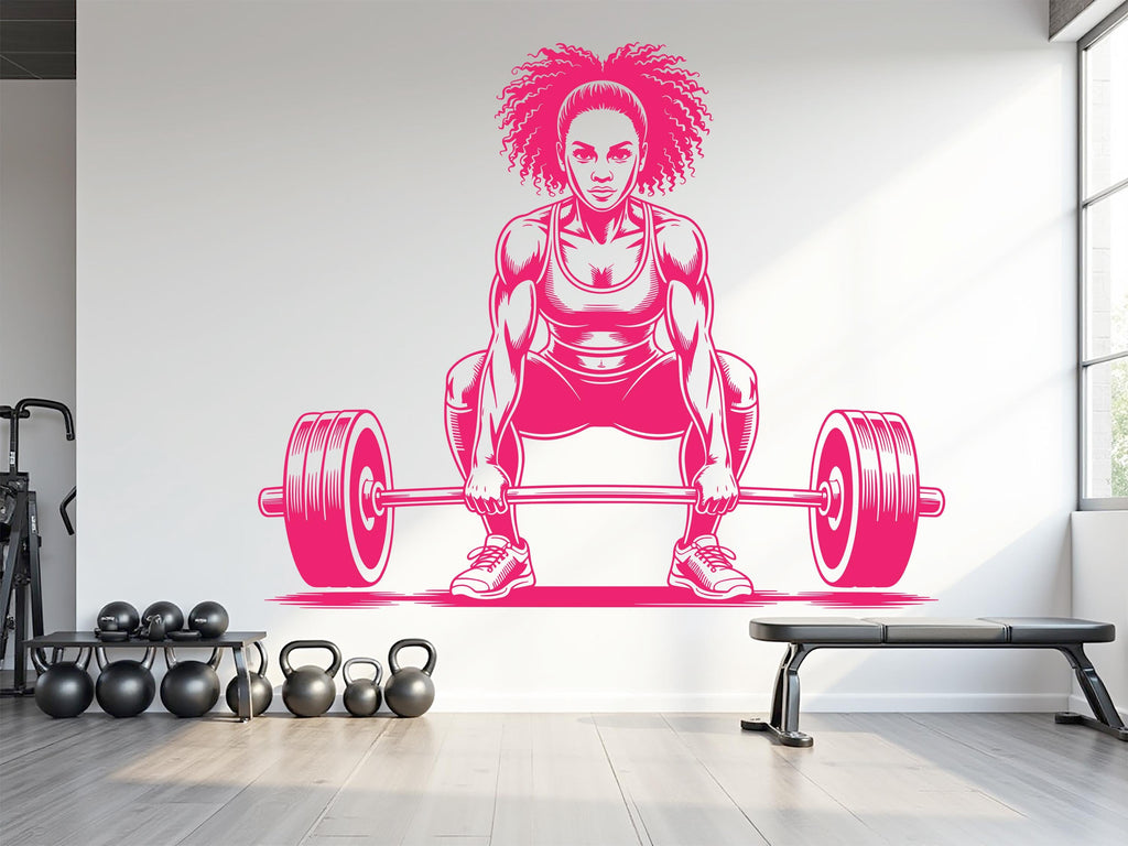 Gym Afro American Girl Squat Wall Decal Girl Power fitness Quote Decor Workout Art Vinyl Gym Wall Stickers Bedroom Home Gym Workout 795RS