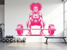 Load image into Gallery viewer, Gym Afro American Girl Squat Wall Decal Girl Power fitness Quote Decor Workout Art Vinyl Gym Wall Stickers Bedroom Home Gym Workout 795RS