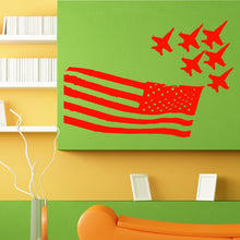 Load image into Gallery viewer, Fighter Jet Plane American Flag Country Patriotism Design Wall Sticker Vinyl Mural Decal Home House Apartment Art Decor FREE SHIPPING L119