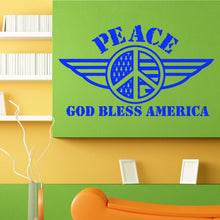 Load image into Gallery viewer, Peace God Bless American Flag Country Patriotism Sign Design Wall Sticker Vinyl Mural Decal Home House Art Decor FREE SHIPPING L120