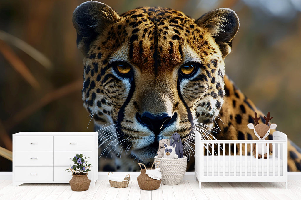3D Leopard Safari Wallpaper Mural | Realistic Big Cat Wall Art For Kids Room Or Nursery | Jungle Animal Decor | Peel And Stick Stylish