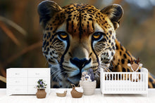 Load image into Gallery viewer, 3D Leopard Safari Wallpaper Mural | Realistic Big Cat Wall Art For Kids Room Or Nursery | Jungle Animal Decor | Peel And Stick Stylish