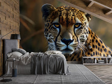 Load image into Gallery viewer, 3D Leopard Safari Wallpaper Mural | Realistic Big Cat Wall Art For Kids Room Or Nursery | Jungle Animal Decor | Peel And Stick Stylish