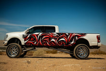 Load image into Gallery viewer, Red Black Floral Abstract Wrap for Tesla Cybertruck Custom Vinyl Vehicle Wrap with Futuristic Swirl Design – Artistic Gift for Tesla Owners
