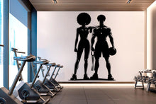 Load image into Gallery viewer, Couple Afro Gym Wall Decal Fitness Wall Art Decor Crossfit Wall Decal Crossfit Gift Home Gym Wall Sticker Motivational Wall Decal 814RS
