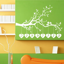 Load image into Gallery viewer, Custom Name Birds Tree Branch Leaves Hearts Nature Design Wall Sticker Vinyl Mural Decal Home House Apartment Art Decor FREE SHIPPING L122