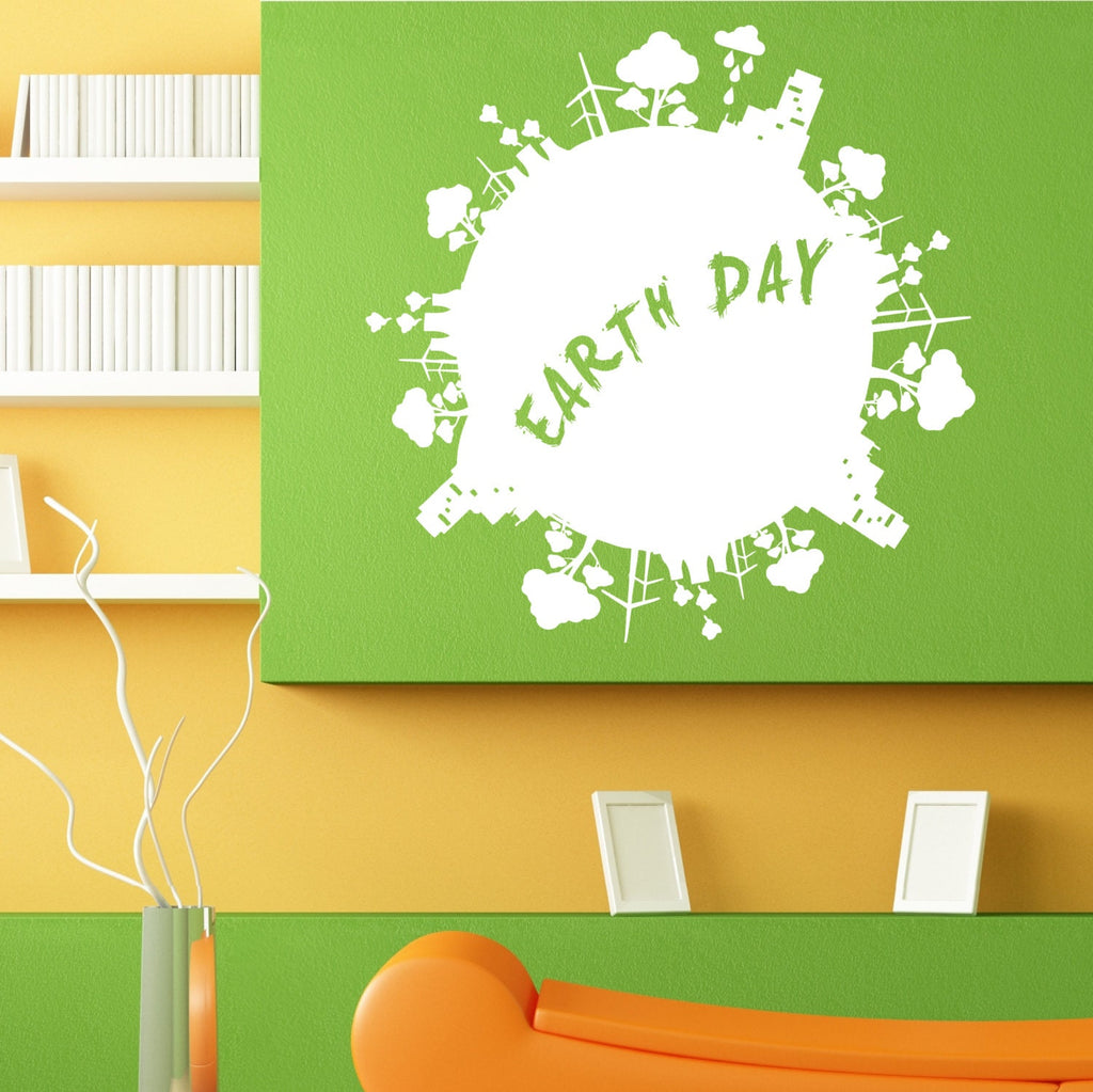Earths Day Go Green Globe Office Room Design Wall Sticker Vinyl Decal Home Art Decor Housewares FREE SHIPPING L131