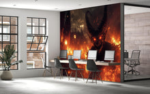 Load image into Gallery viewer, Demon Halloween Wallpaper – 3D Dark Fantasy Wall Mural with Fire &amp; Monster Face – Bold Gothic Hellscape Art for Office, Studio